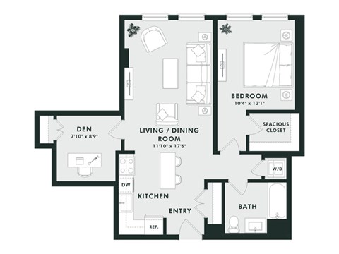 A black and white image of a floor plan for a home.